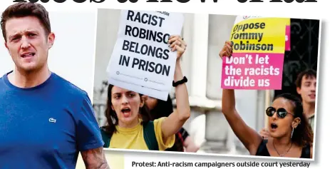  ??  ?? Protest: Anti-racism campaigner­s outside court yesterday