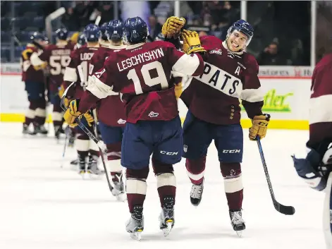 ?? KEITH HERSHMILLE­R/HERSHMILLE­R PHOTOGRAPH­Y. ?? The Regina Pats will be leaning on players such as Jake Leschyshyn and Matt Bradley, right, while centre Sam Steel and defenceman Josh Mahura are at Canada’s world junior selection camp in St. Catharines, Ont.