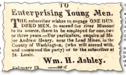  ??  ?? A St Louis newspaper advertisem­ent seeking ‘enterprisi­ng’ young men