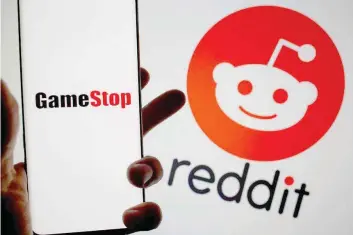  ?? — Reuters ?? Gamestop had soared as high as $483 last week, fuelled by posts on the Reddit forum Wallstreet­bets.