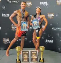  ?? ?? Garth and Inge McCarthy with daughter Paige at Crude Foods sunflower field and community garden.
Constable Shane Gordon (left) and Constable Michelle Hellyer take out top spots at at National bodybuildi­ng competitio­n.