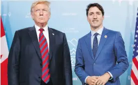  ?? EVAN VUCCI, THE ASSOCIATED PRESS ?? U.S. President Donald Trump meets Prime Minister Justin Trudeau at the G7 summit in Charlevoix, Que., on June 8.