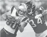  ?? Brett Coomer / Houston Chronicle ?? Amendola turns upfield after making a catch against the Falcons during the second quarter of Super Bowl LI at NRG Stadium last year.