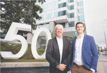  ??  ?? James Taylor and JJ Taylor, of @realty, outside of 50 Cavill Ave.