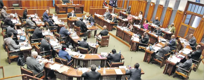  ?? Picture: PARLIAMENT OF THE REPUBLIC OF FIJI ?? Members of Parliament during debate of the Registrati­on of Sex Offenders Bill 2018 yesterday.