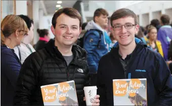  ??  ?? James McManus and Stephen Rushe at the IT Sligo first year induction day, yesterday, (Monday).