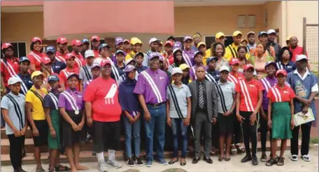  ??  ?? The Vice-Chancellor, University of Lagos, Professor Toyin Ogundipe, with participan­ts and facilitato­rs at the 2019 STEM camp for gifted girls, held at UNILAG... recently