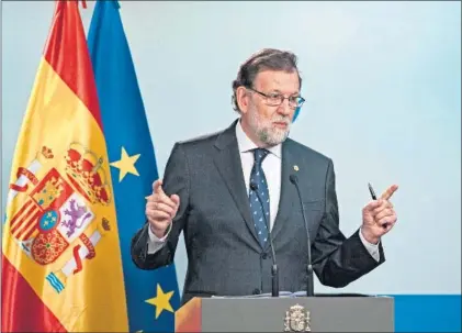  ?? / DELMI ÁLVAREZ ?? Rajoy, durante su comparecen­cia ayer en Bruselas.