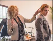  ??  ?? Agent Iris Burton (Sharon Stone) is solicitous of her new client, actor Greg Sestero (Dave Franco), in The Disaster Artist, directed by Franco’s brother James, who also stars as Greg’s best friend Tommy Wiseau.