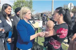  ?? KRISTIN RUSHOWY/TORONTO STAR ?? NDP Leader Andrea Horwath called Brampton “ground zero for the kinds of cuts people have had to face” at a campaign stop Monday morning.