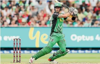  ?? MICHAEL DODGE/GETTY IMAGES ?? Kevin Pietersen bats for the Stars during the Big Bash League’s Melbourne derby on Saturday.
