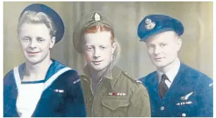  ??  ?? The Monaghan brothers of Southland, left to right, Jack, Charlie, and Tom, all went to World War II and survived.