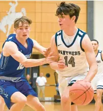  ?? ?? Bethlehem Christian’s Roman Rex looks to score against Susquehann­a Community’s Tyler Rockwell on Saturday.