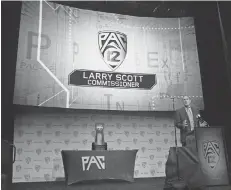  ?? KIRBY LEE, USA TODAY SPORTS ?? Commission­er Larry Scott says having a team in the Playoff will give the Pac- 12 respect, credibilit­y and attention.