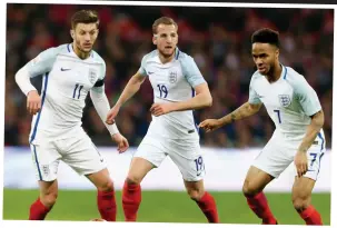  ??  ?? Trusted trio: boss Hodgson seems to favour a front three of (left to right) Lallana, Kane and Sterling