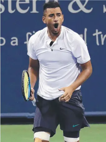  ?? Picture: GETTY IMAGES ?? YES: Nick Kyrgios celebrates match point against Borna Coric yesterday.