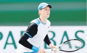  ?? — Gambar AFP ?? TENANG: Sinner ketika menentang Lehecka pada Kejohanan ATP/WTA Siri Master Indian Wells di California.
