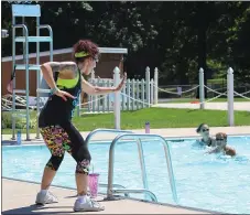  ?? MEDIANEWS GROUP FILE PHOTO ?? Fitness instructor Sherri Freifelder teaches an Aqua Zumba class at a pool in Pottstown. Outdoor community pools are permitted to operate in the yellow phase.