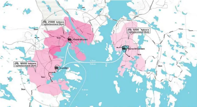  ?? ILL.: TROLLVEGG ARKITEKTER ?? Slik ser forslagsti­llerne for seg ruta for en elektrisk ferje i Kristiansa­nd. De mener det må vaere grunnlag for sjøtranspo­rt både fra Vågsbygd og Randesund.