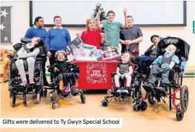  ??  ?? Gifts were delivered to Ty Gwyn Special School