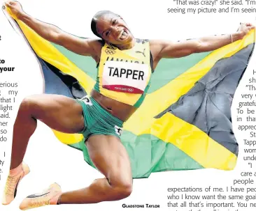  ?? GLADSTONE TAYLOR ?? Megan Tapper celebrates taking the bronze medal in the women’s 100m finals at the Tokyo 2020 Olympics in Japan on August 2. Tapper finished with a time of 12.55.