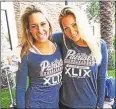  ?? From Instagram ?? Patriots cheerleade­r’s Brittany Dickie, left, and Camille Kostek, right, an H-K grad of 2010.