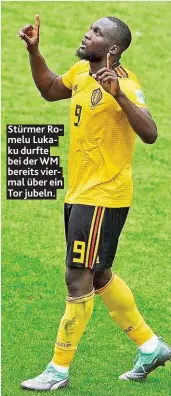  ??  ?? Stürmer Romelu Lukaku durfte bei der WM bereits viermal über ein Tor jubeln.