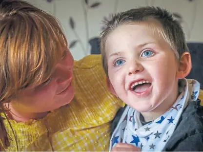  ?? Picture: Mhairi Edwards. ?? Leo, 4, who has infantile neuroaxona­l dystrophy, with mum Claire Davidson.