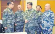  ?? AP FILE ?? ▪ Chinese President Xi Jinping (centre) at the Central Military Commission joint battle command centre in Beijing.