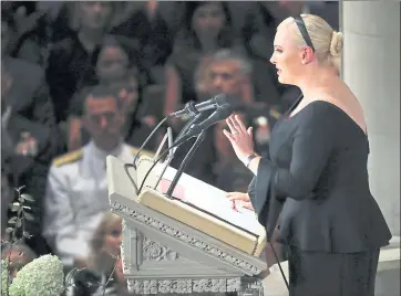  ?? PHOTOS: PABLO MARTINEZ MONSIVAIS — THE ASSOCIATED PRESS ?? Meghan McCain didn’t hold back when it came to addressing her outrage toward President Donald Trump on Saturday.