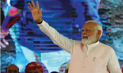  ?? Photograph: ABACA/Shuttersto­ck ?? Narendra Modi addresses a public meeting in Ajmer, India, in May.