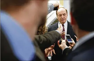  ?? TOM BRENNER / THE NEW YORK TIMES ?? Sen. Richard Shelby, R-Ala., speaks to reporters before a vote on Capitol Hill on Wednesday. “We’ve got to protect our interests,” Shelby recently said about tri-state water distributi­on.