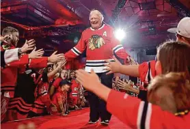  ?? Chris Sweda/Chicago Tribune 2019 ?? Bobby Hull, shown at a Blackhawks event in 2019, is still Chicago’s franchise leader with 604 goals. He was inducted into the Hockey Hall of Fame in 1983.