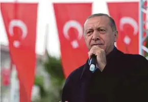  ?? REUTERS PIC ?? Turkish President Recep Tayyip Erdogan speaking during a ceremony in Istanbul, Turkey, on Saturday.