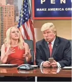  ?? ASSOCIATED PRESS ?? Alec Baldwin plays Donald Trump on “SNL,” with Kate McKinnon as Kellyanne Conway.