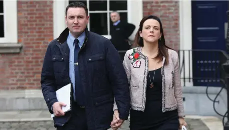  ??  ?? Garda Keith Harrison and Marisa Simms arrive at the tribunal in September. Photo: Collins Photos