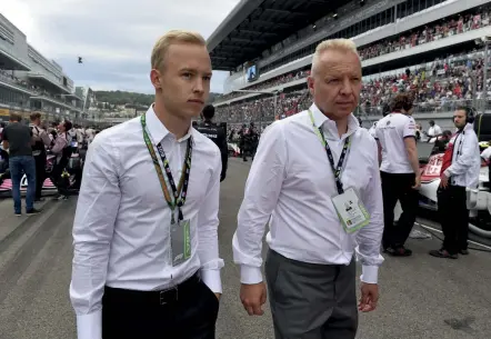  ??  ?? Nikita Mazepin with father Dmitry. Mazepin Jr is just one half of the resetting of the team’s driver line-up for 2021