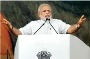  ?? PTI ?? PM Narendra Modi addresses during the foundation stone laying ceremony