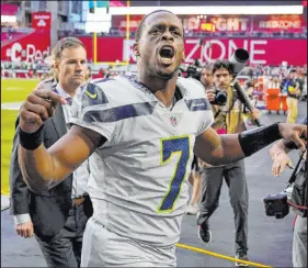  ?? The Associated Press ?? Matt York
Seattle Seahawks quarterbac­k Geno Smith, a former backup to Russell Wilson, is a contender for comeback player of the year.