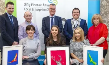  ??  ?? Head of Enterprise Louth Thomas McEvoy, Cathaoirle­ach of Louth County Council Cllr. Liam Reilly and Chief Executive of Louth County Council Joan Martin with award winners Tom & Nicola Grills, Rory and Geraldine Clarke and Evelyn Garland and Luke Judge (absent from the picture).