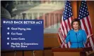  ?? Rex/Shuttersto­ck ?? Speaker of the House Nancy Pelosi discusses the Build Back Better plan. Photograph: