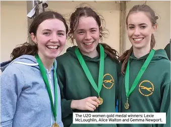  ?? ?? The U20 women gold medal winners: Lexie McLoughlin, Alice Walton and Gemma Newport.