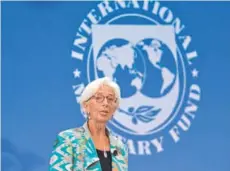  ?? FOTO: AFP ?? Christine Lagarde, directora del Fondo Monetario Internacio­nal.