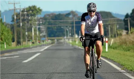  ??  ?? Morrinsvil­le man Dave Clay rode through 23 Waikato towns to raise funds for True Colours Children’s Health Trust.