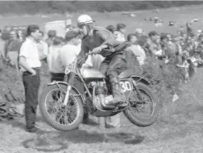  ??  ?? Below right: Flying high at the Experts GN in 1959 at Rollswood.