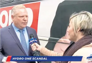  ?? FACEBOOK ?? Doug Ford being “interviewe­d” by Lyndsey Vanstone of taxpayer funded Ontario News Now; a dangerous sign of the times.