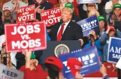  ?? AFP ?? Trump speaks during a campaign rally at Southport High School in Indianapol­is, Indiana.