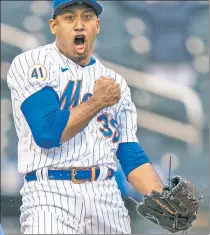  ??  ?? PUMPED UP: Edwin Diaz celebrates after striking out Daulton Varsho for the final out of the Mets’ 4-2 win.