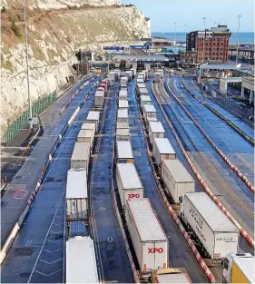  ?? Picture: Gareth Fuller ?? Lorries at the Port of Dover in January 2021