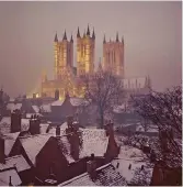  ??  ?? RIGHT Choristers outside Westminste­r Abbey BELOW From 1311-1549, Lincoln Cathedral was the tallest building in the world INSET Ely’s avenue of Norman columns